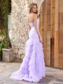 Sheath Sweetheart Cascading Ruffles Sweep Train Tulle Dress