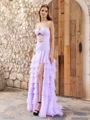 Sheath Sweetheart Cascading Ruffles Sweep Train Tulle Dress