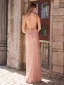 Sheath V-neck Pleated Floor-Length Dress