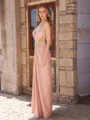 Sheath V-neck Pleated Floor-Length Dress
