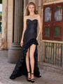 Sheath Sweetheart Cascading Ruffles Sweep Train Corset Dress