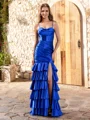Sheath Spaghetti Straps Cascading Ruffles Floor-Length Corset Dress