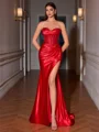 Sheath Sweetheart Pleated Sweep Train Corset Evening Dress