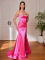 Sheath Off-the-Shoulder Rhinestone Sweep Train Corset Evening Dress