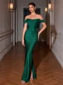 Sheath Off-the-Shoulder Pleated Floor-Length Corset Evening Dress