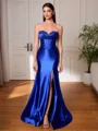 Sheath Sweetheart Appliques Lace Sweep Train Corset Evening Dress