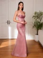 Sheath Spaghetti Straps Pleated Floor-Length Corset Evening Dress