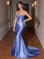Sheath Straight Rhinestone Chapel Train Corset Evening Dress