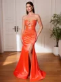 Sheath Sweetheart Beading Sweep Train Corset Evening Dress