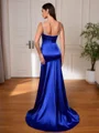 Sheath Straps Beading Sweep Train Silk Like Satin Corset Evening Dress
