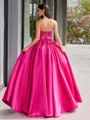 Ball-Gown Straight Ruffles Floor-Length Satin Corset Evening Dress