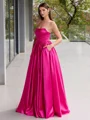 Ball-Gown Straight Ruffles Floor-Length Satin Corset Evening Dress