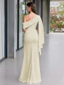 Sheath One-Shoulder Pleated Floor-Length Chiffon Corset Evening Dress