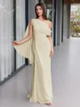 Sheath One-Shoulder Pleated Floor-Length Chiffon Corset Evening Dress