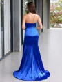 Sheath Straight Rhinestone Sweep Train Corset Evening Dress