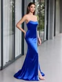 Sheath Straight Rhinestone Sweep Train Corset Evening Dress