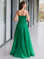 A-line Straight Ruffles Floor-Length Organza Corset Evening Dress