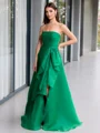 A-line Straight Ruffles Floor-Length Organza Corset Evening Dress