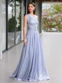 A-line One-Shoulder Rhinestone Sweep Train Evening Dress