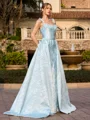A-line Straps Flower Floor-Length Corset Prom Dress