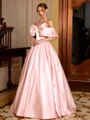 Ball-Gown Off-the-Shoulder Bow Floor-Length Corset Prom Dress