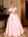 Ball-Gown Off-the-Shoulder Bow Floor-Length Corset Prom Dress