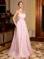 A-line Spaghetti Straps Flower Floor-Length Tulle Corset Prom Dress