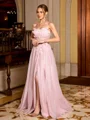 A-line Spaghetti Straps Flower Floor-Length Tulle Corset Prom Dress