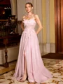 A-line Spaghetti Straps Flower Floor-Length Tulle Corset Prom Dress