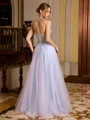 A-line Sweetheart Appliques Lace Floor-Length Tulle Corset Prom Dress