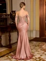 Sheath Off-the-Shoulder Beading Floor-Length Corset Prom Dress