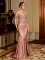 Sheath Off-the-Shoulder Beading Floor-Length Corset Prom Dress