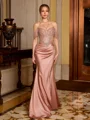 Sheath Off-the-Shoulder Beading Floor-Length Corset Prom Dress