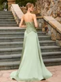 A-line Straight Sequin Floor-Length Silk Like Satin Corset Prom Dress