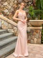 Sheath V-neck Beading Floor-Length Corset Prom Dress