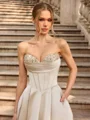 A-line Sweetheart Sequin Floor-Length Satin Corset Prom Dress