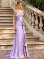 Sheath Spaghetti Straps Ruffles Floor-Length Corset Prom Dress