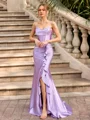 Sheath Spaghetti Straps Ruffles Floor-Length Corset Prom Dress
