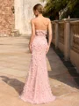 Sheath Sweetheart Flower Floor-Length Corset Prom Dress