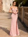 Sheath Sweetheart Flower Floor-Length Corset Prom Dress