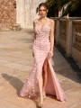 Sheath Sweetheart Flower Floor-Length Corset Prom Dress
