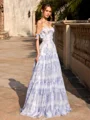 A-line Off-the-Shoulder Floor-Length Corset Prom Dress