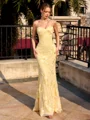 Sheath Spaghetti Straps Appliques Lace Floor-Length Lace Corset Prom Dress