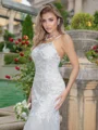 Trumpet/Mermaid Lace Spaghetti Straps Sleeveless Sweep Train Wedding Dress