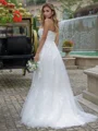 A-line/Princess Lace Off-the-Shoulder Sleeveless Sweep Train Wedding Dress