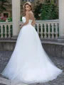 A-line/Princess Lace Sweetheart Sleeveless Sweep Train Wedding Dress
