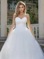 A-line/Princess Lace Sweetheart Sleeveless Sweep Train Wedding Dress