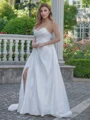 A-line/Princess Satin Sweetheart Sleeveless Chapel Train Wedding Dress