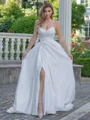 A-line/Princess Satin Sweetheart Sleeveless Chapel Train Wedding Dress