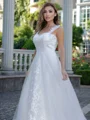 A-line/Princess Lace Sweetheart Sleeveless Sweep Train Wedding Dress
